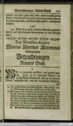 Des Römischen Käysers Marcus Aurelius Antoninus Erbaulicher Betrachtungen Neuntes Buch