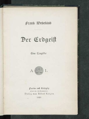 Der Erdgeist : eine Tragödie