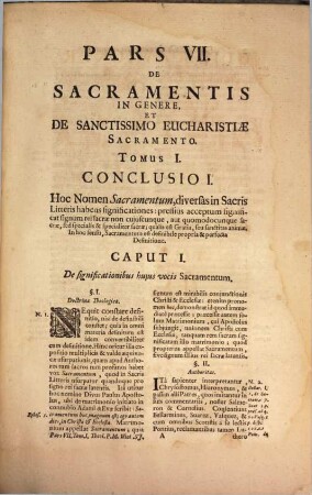 Selectae Conclusiones Theologicae : Doctrinis Illustratae Authoritate Munitatae Ratione Firmatae Nec Non Solutione Objectionum Roboratae, 7. De Sacramentis in Communi