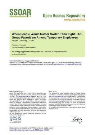 When People Would Rather Switch Than Fight: Out-Group Favoritism Among Temporary Employees