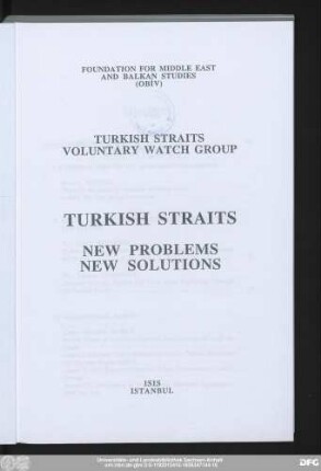 Turkish straits : new problems, new solutions