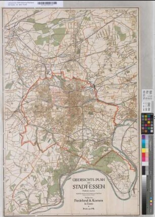 Übersichtsplan der Stadt Essen. Angefertigt durch das Vermessungsamt der Stadt Essen. Köndgen, Vermessungsinspektor. Kartographie L. Schwann, Düsseldorf