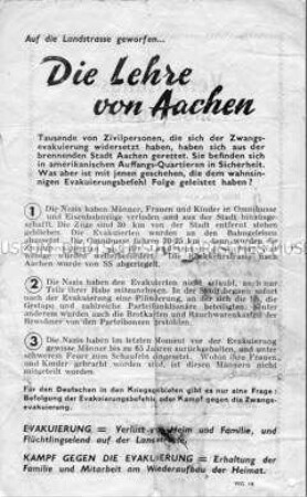 Abwurf-Flugblatt der Alliierten mit "Verhaltensmaßregeln" für die deutsche Zivilbevölkerung