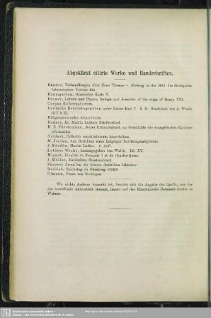 Abgekürzt citirte Werke und Handschriften