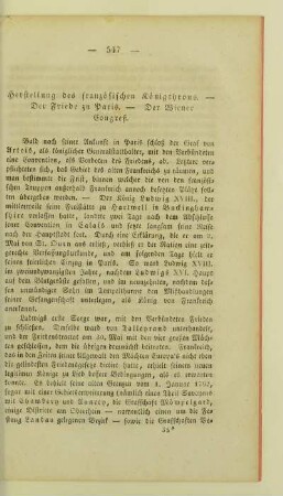 Herstellung des franzoesischen Koenigsthrons. - Der Friede zu Paris. - Der Wiener Congreß