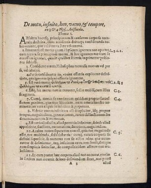 De motu, infinito, loco, vacuo, & tempore, ex et 4 Phys. Aristotelis.