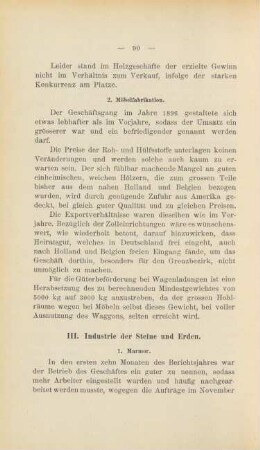 III. Industrie der Steine und Erden.