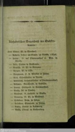 Alphabetisches Verzeichniß der Subskribenten