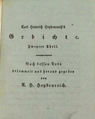 Carl Heinrich Heydenreichs Gedichte, 2