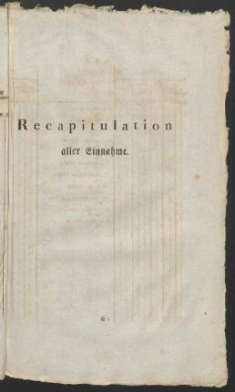 Recapitulation aller Einnahmen