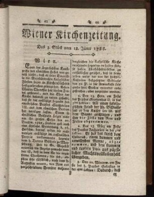 Das 3. Stück vom 18. Jäner 1788.