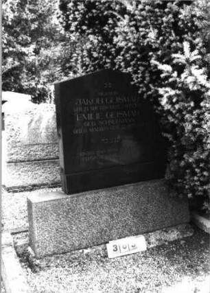 Grabstein 363 (Index: 99797235) Material: Granit Zustand: gut Maße HxBxT: 155x104x24 cm Beschreibung: Stele, breiter Sockel, giebelartiger Abschluß: Grabstein 363