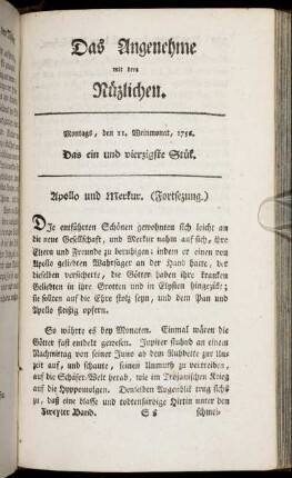 Das ein und vierzigste Stück. Montags, den 11. Weinmonat, 1756.