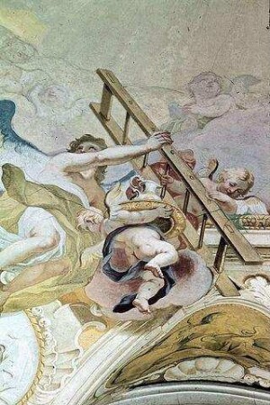 Engelschöre und die vier Erdteile in Verehrung Christi