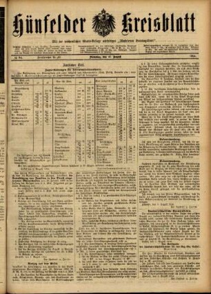Ausgabe vom Dienstag, den 11. August 1914.