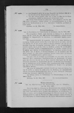 Bekanntmachung, betr. die Untersuchung der Entzündbarkeit des Petroleum, vom 16. März 1867.