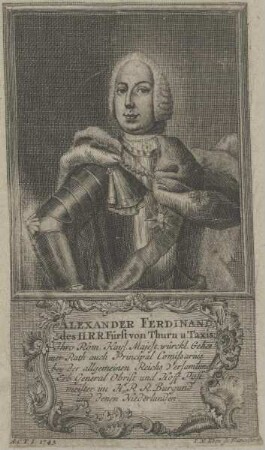Bildnis von Alexander Ferdinand des H. R. R. Fürst von Thurn und Taxis