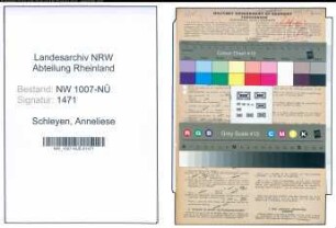 Entnazifizierung Anneliese Schleyen , geb. 06.09.1922 (Sekretaerin)