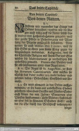 Das dritte Capittel, Von denen Rittern