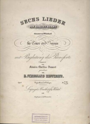 Kufferath, Hubert-Ferdinand: Sechs Lieder von Robert Burns
