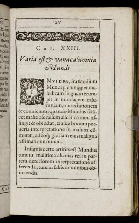 Cap. XXIII. Varia est & vana calumnia Mundi.