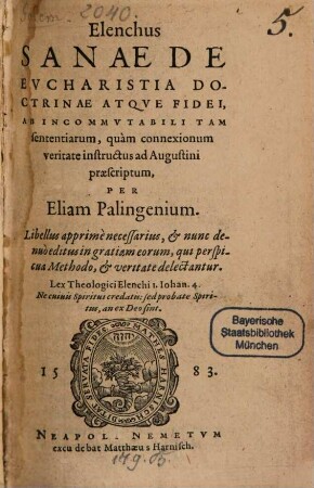 Elenchus sanae de Eucharistia doctrinae