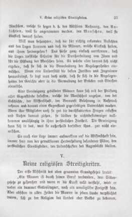 V. Keine religiösen Streitigkeiten.