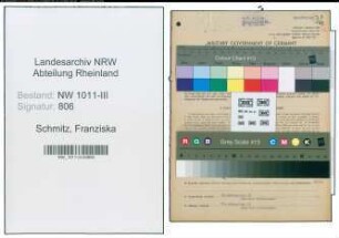 Entnazifizierung Franziska Schmitz , geb. 28.04.1909 (Naeherin)