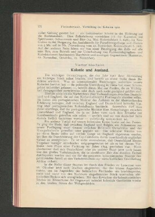 Vierter Abschnitt. Kolonie und Ausland.