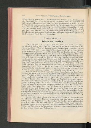 Vierter Abschnitt. Kolonie und Ausland.