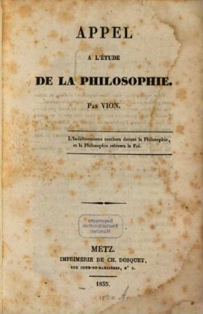 Appel à l'étude de la philosophie