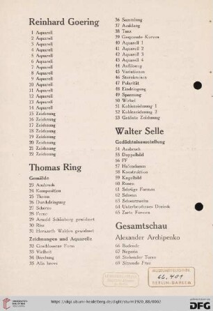 Zeichnungen und Aquarelle (Nr. 32-53)