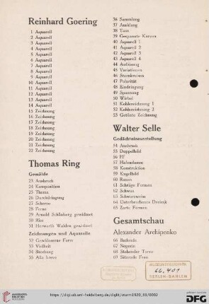 Zeichnungen und Aquarelle (Nr. 32-53)