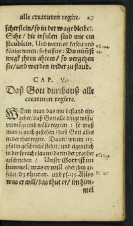 Cap. V. Daß Gott durchauß alle creaturen regiere.