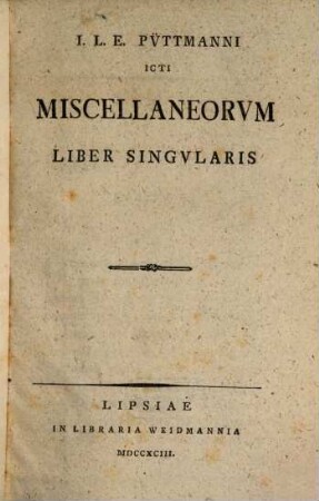 Miscellaneorum Liber singularis