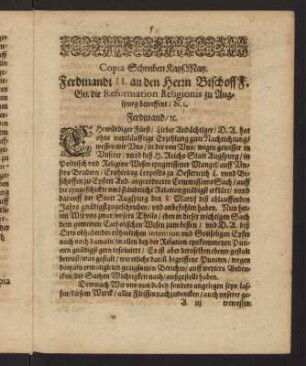 5-14, Copia Schreiben Kays. May. ... - Copia Schreibens der Käyserl. May. ...