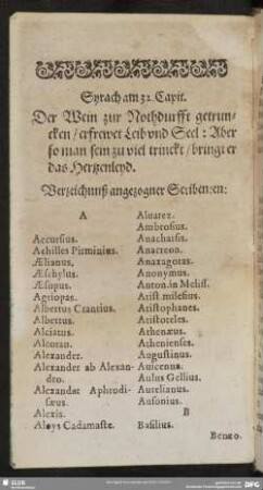 Verzeichnuß angezogener Scribenten