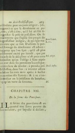 Chapitre XXI. De la forme des Provisions.