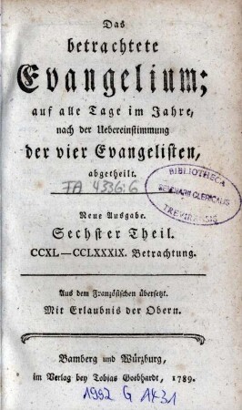 6: CCXL - CCLXXXIX. Betrachtung