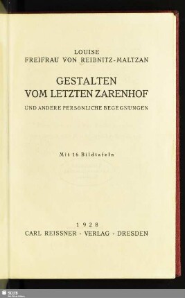 Gestalten vom letzten Zarenhof und andere persönliche Begegnungen : mit 16 Bildtafeln