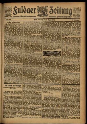 Ausgabe vom Dienstag, den 09. August 1904.
