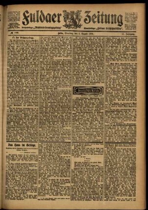 Ausgabe vom Dienstag, den 09. August 1904.