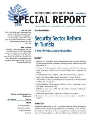 Security sector reform in Tunisia : a year after the jasmine revolution