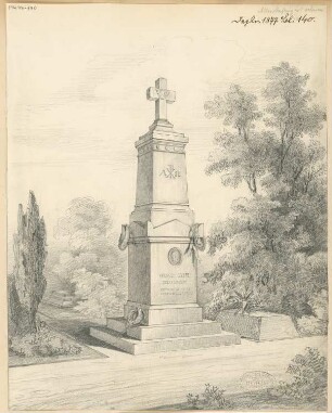 Grabdenkmal für Geheimrat Stein, Stettin Monatskonkurrenz Dezember 1877: Perspektivische Ansicht
