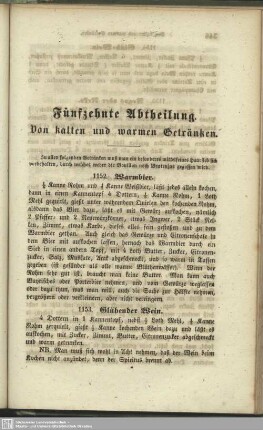 Fünfzehnte Abtheilung : Von kalten und warmen Getränken