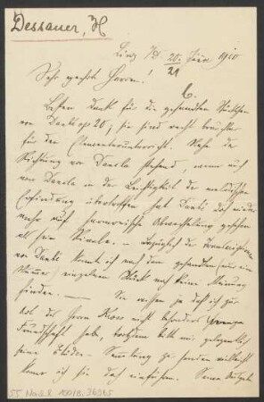 Brief an B. Schott's Söhne : 20.01.1910
