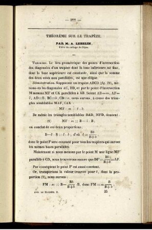 Théorème sur le trapèze.