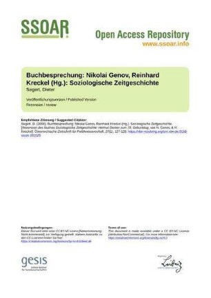 Buchbesprechung: Nikolai Genov, Reinhard Kreckel (Hg.): Soziologische Zeitgeschichte