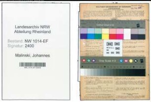 Entnazifizierung Johannes Malinski , geb. 05.02.1901 (Schlosser)
