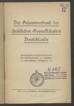 Der Gesamtverband der christlichen Gewerkschaften Deutschlands